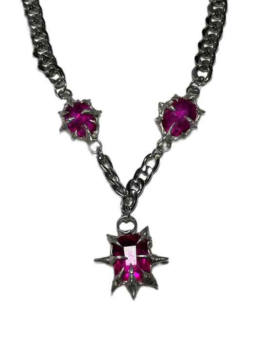 Pink 3 Jeweled Necklace